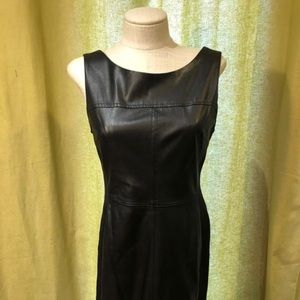 Knee length eco-leather dress for day to evening